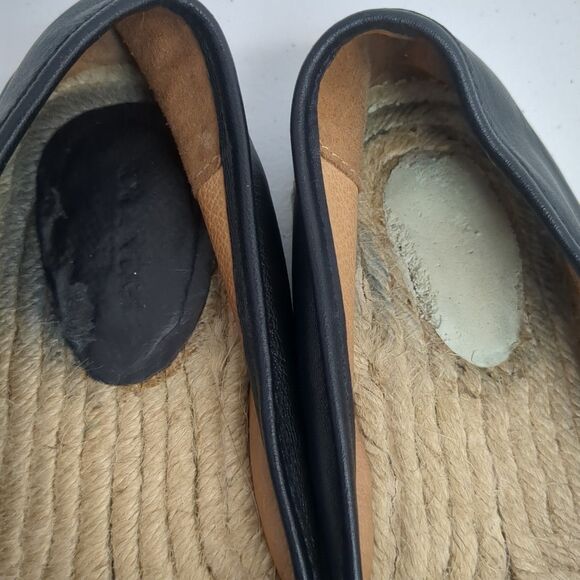 Coach Rhodelle Espadrilles Shoes Size 7 Black Leather Vacation Nautical Flats - Picture 11 of 11